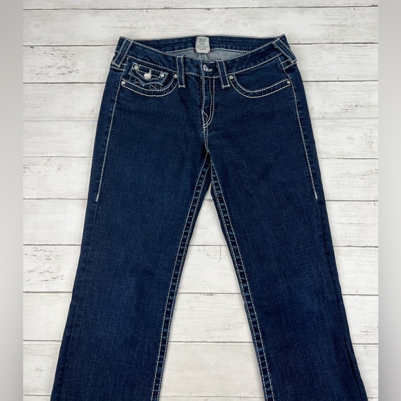 True Religion USA Made Women’s Size 31 Disco Billy Big T Denim Blue Jeans - Picture 3 of 14